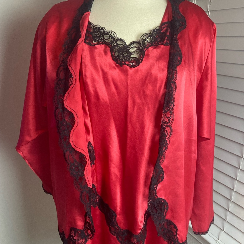 Vintage Victoria's Secret Chemise With Robe Gold Label Satin Lace Women’s Small